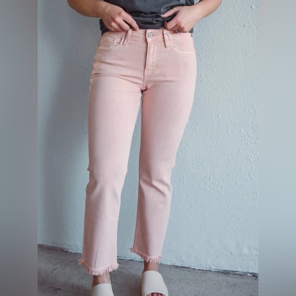 PAIGE pink mid-rise straight leg Jeans size 32